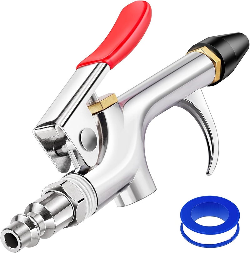 FEAOXYO 4Pcs Air Blow Gun Kit, 2-Way Connection Air Nozzle Blow Gun with 1/4 IN Standard Quick Fitting & Rubber Tip, Air Compressor Gun with Stable High-Pressure Airflow for Dust Cleaning and Inflation - Image 1